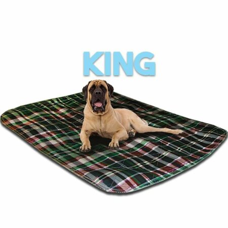 LENNYPADS 48 x 72 in. King Size Washable Pet Pad - Green Plaid 4872LPG